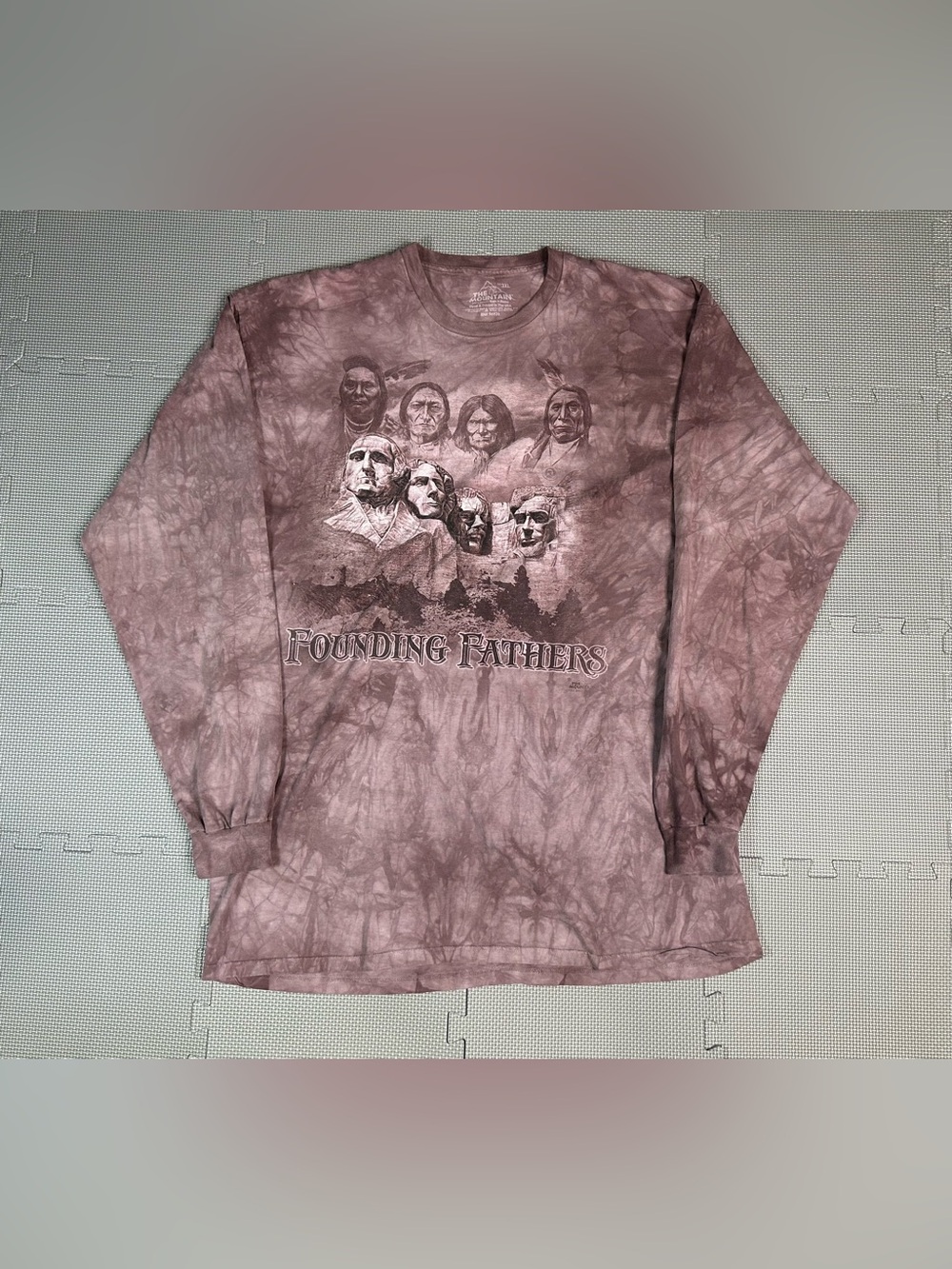 The Mountain T-shirt 3XL Long Sleeve Founding Fathers Native American Tie Dye